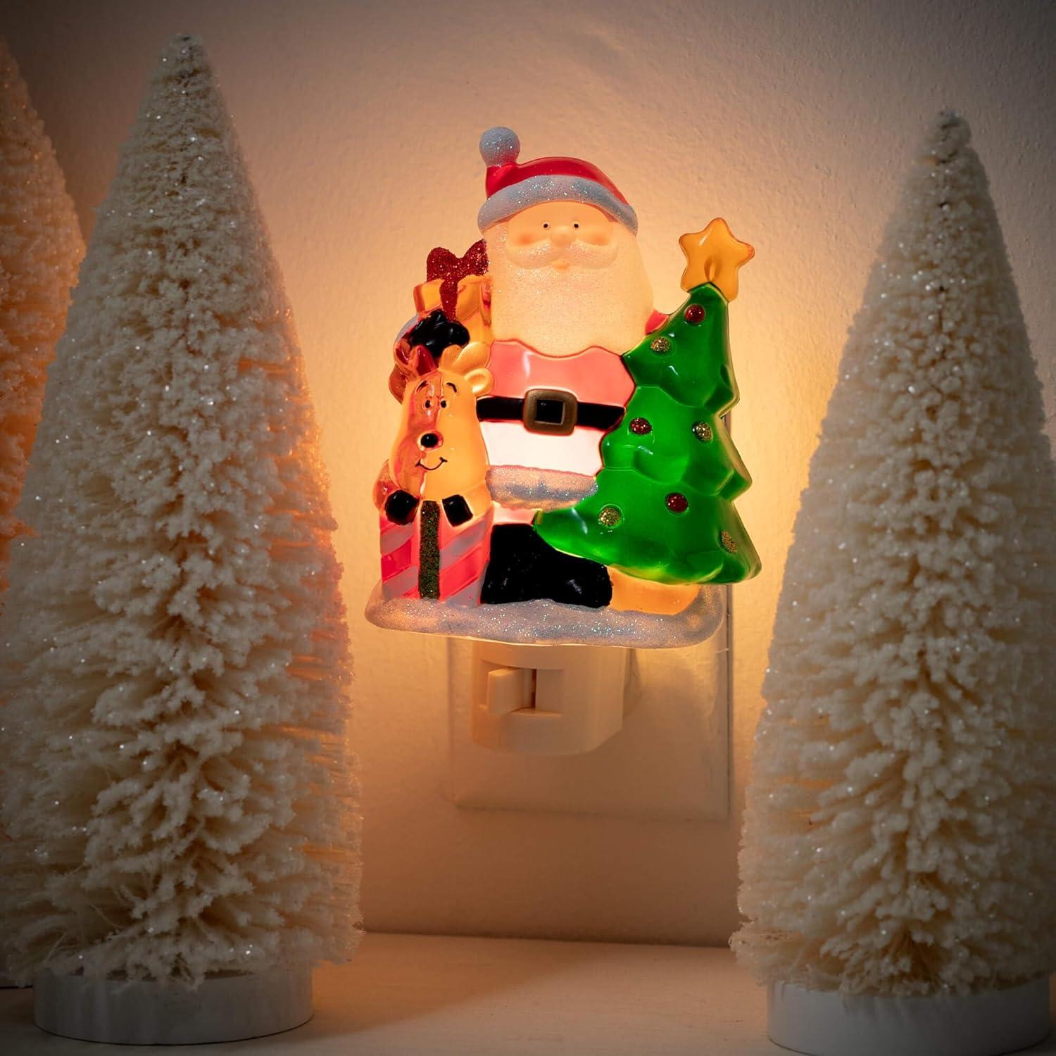imageSullivans 5quot H Ice Skating Snowman Nightlight Multicolored  for Bathroom Bedroom Holiday DecorationsSanta Xmas Tree