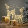 imageSullivans 22quot H and 18quot H Outdoor Lighted Reindeer LED Christmas Decor LED Lights Christmas Decorations Holiday Decor Tabletop or Mantel Decor Set of 2 GoldGold Reindeer