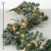 imageSullivans 9 Prelit Christmas Garland Christmas Decor Garland Christmas Decorations Artificial Flocked Pine Garland For Mantle with Lights Pinecones Battery Timer and Gold Accents Holiday Decor9 Ft Flocked Pine