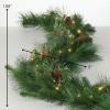 imageSullivans 9 Prelit Christmas Garland Christmas Decor Garland Christmas Decorations Artificial Flocked Pine Garland For Mantle with Lights Pinecones Battery Timer and Gold Accents Holiday Decor9 Ft Traditional Pine