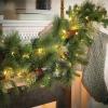 imageSullivans 9 Prelit Christmas Garland Christmas Decor Garland Christmas Decorations Artificial Flocked Pine Garland For Mantle with Lights Pinecones Battery Timer and Gold Accents Holiday Decor9 Ft Traditional Pine