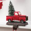 imageSullivans Little Red Truck Holding a Christmas Tree Stocking Holders for Mantel Christmas Stocking Holder for Fireplace Stocking Hooks for Fireplace Stocking Holders for Holiday Decoration