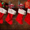 imageSullivans Little Red Truck Holding a Christmas Tree Stocking Holders for Mantel Christmas Stocking Holder for Fireplace Stocking Hooks for Fireplace Stocking Holders for Holiday Decoration