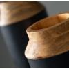 imageSullivans Modern Wood and Metal Vase Set of 2 Trendy Home Decor Boho Vases for Centerpieces Entryway Bookshelf Mantel Shelf DcorBlack and Brown