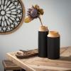 imageSullivans Modern Wood and Metal Vase Set of 2 Trendy Home Decor Boho Vases for Centerpieces Entryway Bookshelf Mantel Shelf DcorBlack and Brown