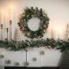 imageSullivans Prelit 24quot Christmas Wreath Christmas Decor Flocked Christmas Door Wreath with Lights Lighted Pine Christmas Wreath Christmas Decorations Pinecones Gold Accents and Battery TimerFlocked