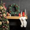 imageSullivans Prelit 24quot Christmas Wreath Christmas Decor Flocked Christmas Door Wreath with Lights Lighted Pine Christmas Wreath Christmas Decorations Pinecones Gold Accents and Battery TimerRed Berries
