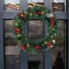imageSullivans Prelit 24quot Christmas Wreath Christmas Decor Flocked Christmas Door Wreath with Lights Lighted Pine Christmas Wreath Christmas Decorations Pinecones Gold Accents and Battery TimerRed Berries
