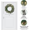 imageSullivans Prelit 24quot Christmas Wreath ampamp Hanger Bundle Flocked Christmas Door Wreath with Lights Lighted Pine Christmas Wreath Christmas Decorations Pinecones Gold Accents and Battery Timer