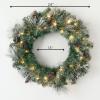 imageSullivans Prelit 24quot Christmas Wreath ampamp Hanger Bundle Flocked Christmas Door Wreath with Lights Lighted Pine Christmas Wreath Christmas Decorations Pinecones Gold Accents and Battery Timer
