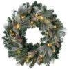 imageSullivans Prelit 24quot Christmas Wreath Christmas Decor Flocked Christmas Door Wreath with Lights Lighted Pine Christmas Wreath Christmas Decorations Pinecones Gold Accents and Battery TimerFlocked
