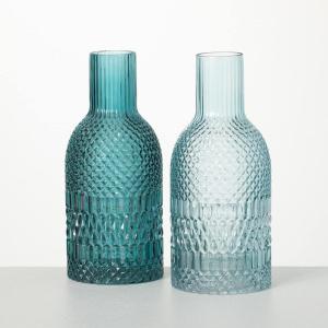 imageSullivans 10quot Turquoise Faceted Bottle Vases  Set of 2 Home Dcor Accents Tabletop Vases Living Room Dcor Mantle and Entryway Vases
