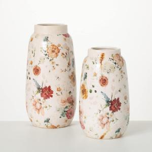imageSullivans 1275quot ampamp 105quot Elegant Blossom Pattern Vases  Set of 2 Multicolor Home Dcor Accents Tabletop Vases Living Room Dcor Mantle and Entryway Vases