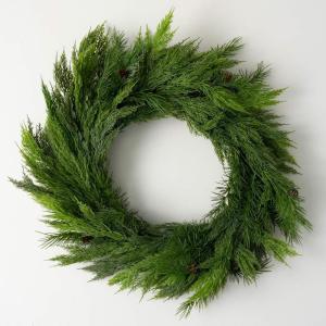 imageSullivans 28quot Frosted Green Cedar Wreath Artificial Greenery Flowers Everyday Seasonal Wreaths Indoor ampamp Outdoor Wreaths for Front Door Entryway Porch DcorLush Green Large