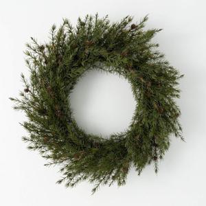 imageSullivans 28quot Frosted Green Cedar Wreath Artificial Greenery Flowers Everyday Seasonal Wreaths Indoor ampamp Outdoor Wreaths for Front Door Entryway Porch DcorPinecone