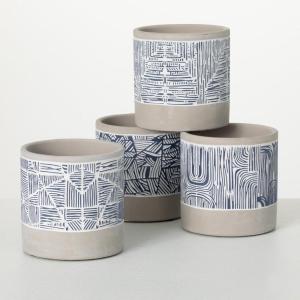 imageSullivans Abstract Cement Pot  Set of 4 Indoor Planter Pot Kitchen Living Room and Office Home Dcor