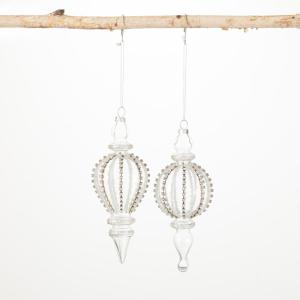imageSullivans Beaded Crystal Finial Ornament Clear 75quot H Glass Set of 2 Christmas Dcor Christmas Tree Dcor Ornament Set Christmas Decorations
