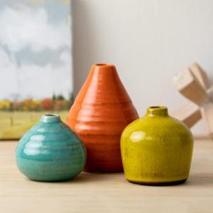 imageSullivans Ceramic Vase Set 3 Small Matte Black Vases Modern Home Dcor Modern Farmhouse Ideal Shelf Dcor Centerpieces Table Dcor Bookshelf Mantle CM3084Aqua  Orange  Green