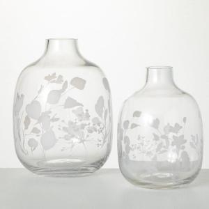 imageSullivans Clear Glass Etched Vase Set of 2 Vases for Decor Modern Home Decor Vases for Centerpieces Mantle Tabletop Accent Table Vases Living Room Bedroom Kitchen Entryway Decor