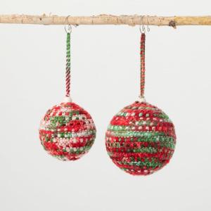 imageSullivans Festive Knit Ball Ornament Multicolor 6quot H Set of 2 Christmas Dcor Christmas Tree Dcor Ornament Set Christmas Decorations