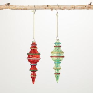 imageSullivans GlitterTrimmed Finial Multicolor 65quot H Glass Set of 2 Christmas Dcor Christmas Tree Dcor Ornament Set Christmas Decorations