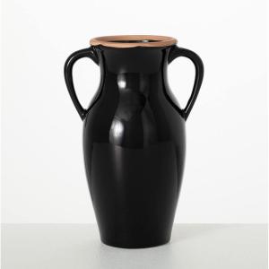 imageSullivans Modern Vase with Handles Modern Home Decor Flower Vase Ceramic Vases for Your Living Room Home Office and Kitchen Minimalist Shelf Decor Vases for Real or Fake Flowers CM3125 WhiteBlack