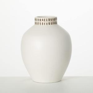 imageSullivans Textured 8quot Tall Round Vase Modern Home Decor White Flower Vase Vases for Real or Fake Flowers Living Room Bedroom and Office Decor Decorative Ceramic Vases for Room Decor CM3124