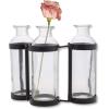 imageSullivans Glass Vase Set 155 x 65 Inches Hinged Metal Holder Clear Set of 5 G6412Set of 3