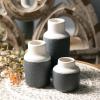 imageSullivans Small Ceramic Vase Set Modern Farmhouse Dcor Set of 3 Vases TwoToned White with Black Bottom CM2944