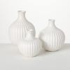 imageSullivans Large Modern White Ribbed Vase Set of 3 Modern Home Decor Tabletop Decor Centerpieces 95quot H 8quot H 65quot H
