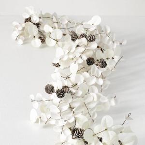 imageSullivans 5 White Cypress Garland Christmas Decor Artificial Greenery Perfect for Fireplace Mantels Dining and Living RoomsGD1473