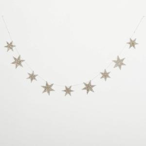 imageSullivans 5 ft Silver Plastic Glittered Star Holiday Garland Seasonal Holiday Decor Perfect for Weddings Fireplace Mantels Dining and Living Room