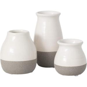 imageSullivans Bud Vases Farmhouse Mantle ampamp Shelf Decor Decorations for Living Room Bathroom Kitchen ampamp Office Coffee Table Decor Petite Boho Vases Rustic Decor For Your Home CM2583White  Gray