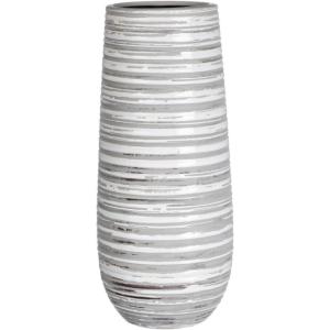 imageSullivans Ceramic Striped Gray and White Vase  One 12quot H Ceramic Vase CM2788
