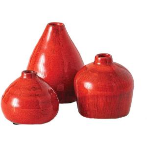imageSullivans Ceramic Vase Set 3 Small Vases Rustic Home Dcor Modern Farmhouses Ideal Shelf Dcor Table Dcor Bookshelf Mantle Red CM2038