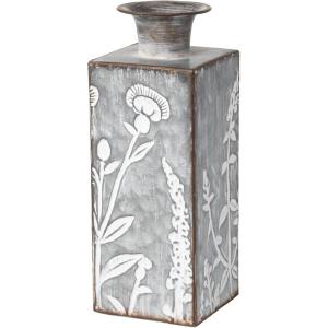 imageSullivans Flower Patterned Vase Embossed Metal 12quot H