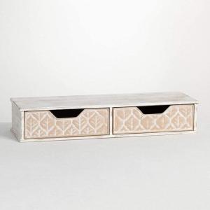 imageSullivans Home Office and School Embossed Metal Two Drawer Monitor Riser with Storage Organizer