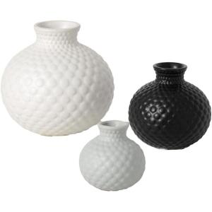 imageSullivans Modern Textured Ceramic Multi Color Low Ball Vase Set of Three 3 Circle Pattern White Gray and Black 65quot H 45quot H ampamp 35quot H Decoration for Contemporary Home Dcor CM2964