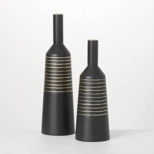 imageSullivans Tall Modern Metal Decorative Vase Set of 2 Modern Home Dcor Floor Vases for Room Dcor Entryway Fireplace Living Room Black and Gold MET1912