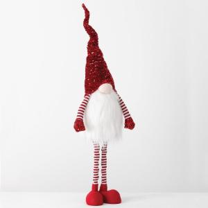 imageSullivans Standing Red Sequin Gnome with Telescopic Legs Christmas Decor Figurine Tabletop and Mantel Decor Holiday Decor Indoor Christmas Decorations