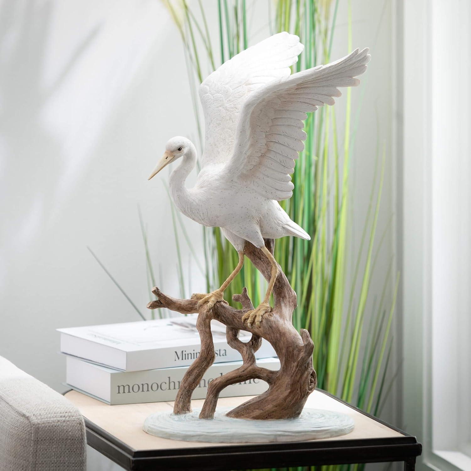 imageSullivans Home Decor Coastal Dcor Large Resin Shorebird Bird Figurine Home Dcor Shorebird Perched on Fallen Branch Tabletop Dcor Coffee Table Dcor Beach Shelf Mantel Fireplace Decorations