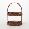imageSullivans Decorative Tray 2 Tier Serving Tray Dark Brown 2Tiered Woven Tray with Handle Decorations for Home Dcor Kitchen Tabletop Decorations