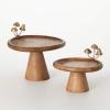 imageSullivans Riser Kitchen Round Riser Set of 2 Metal Gold Mushroom Accent on Wooden Tray Serving Kitchen Dcor Home Dcor for Shelf Mantle Coffee Table Decor Living Room Tabletop Decorations