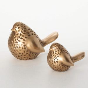 imageSullivans Home Decor Bird Figurines Home Dcor Set of 2 Ceramic Tabletop Dcor Coffee Table Dcor Gold Textured Birds Figurine Rustic Windowsill Bookshelf Metal Shelf Mantel Fireplace Decorations
