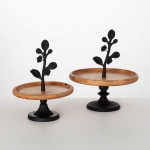 imageSullivans Riser Kitchen Round Riser Set of 2 Floral Metal and Wood Serving Kitchen Dcor Home Dcor for Shelf Mantle Living Room Tabletop Decorations