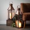 imageSullivans Copper Metal Hanging Glass Lanterns Set of 2 Patio Decor for Garden Yard Backyard Porch Pathway Tree Lighting CoolWarm Light
