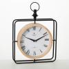 imageSullivans Contemporary Wood ampamp Metal Framed Desk Clock Black Cage Design with Wood Details Perfect for Modern Workspaces Bookshelf Decor in Home or Office