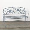 imageSullivans Gray Cardinal Metal Backrest Garden Bench 2Person Patio Park Bench Slated Seat Perfect for Patio Porch or Garden Decor