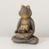imageSullivans Home Dcor Tabletop Fountain Stone Finish Yoga Frog with Lotus Design 185quot Auto Pump LED Indoor Outdoor Table Dcor Office Shelf Mantel Decorations Garden Patio Outdoor Decor