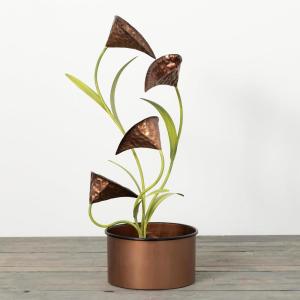 imageSullivans Copper Lily Water Fountain with Easy Setup Pump Small Desk Waterfall for Meditation Indoor or Outdoor Garden Patio Living Room and Office Home Decor